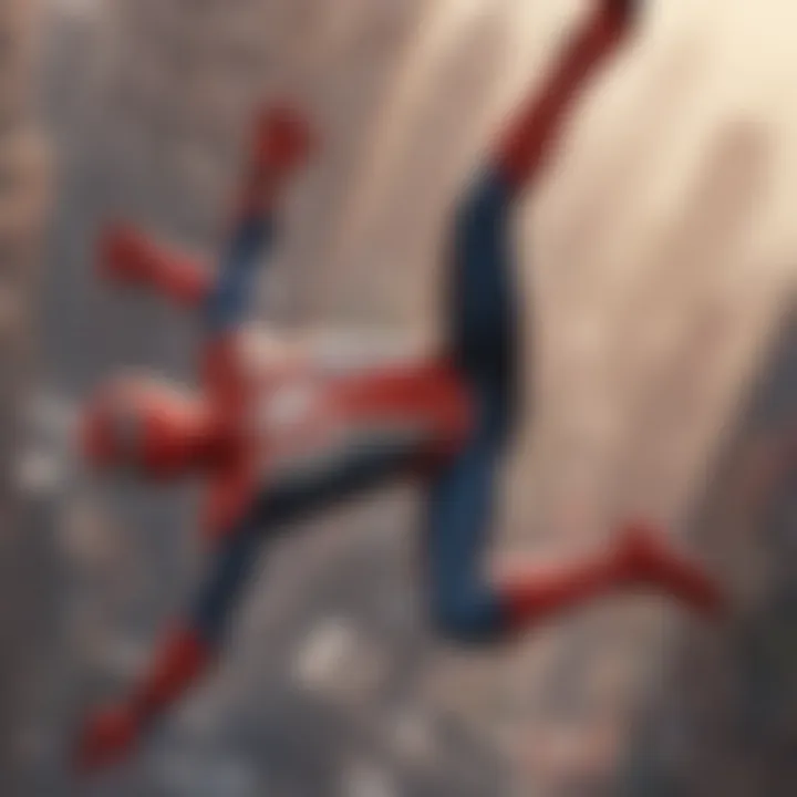 Illustration of Spider-Man swinging through the city