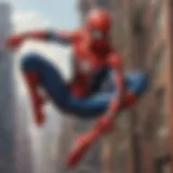 Spider-Man swinging through New York City