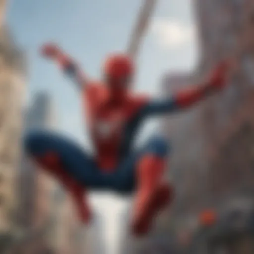 Spider-Man swinging through skyscrapers