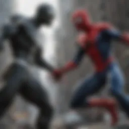 Spider-Man and Venom facing off in a climactic battle