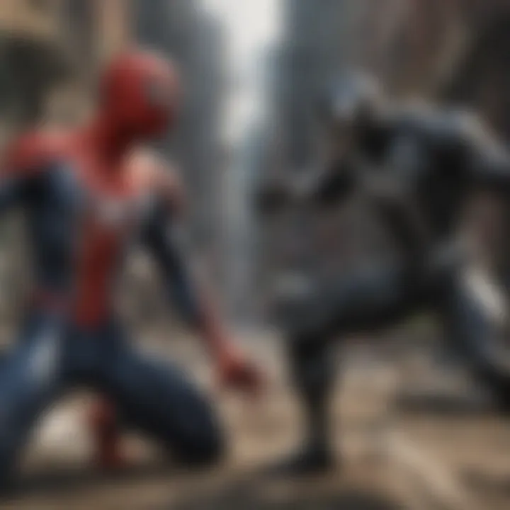 Illustration of Spider-Man in intense battle stance