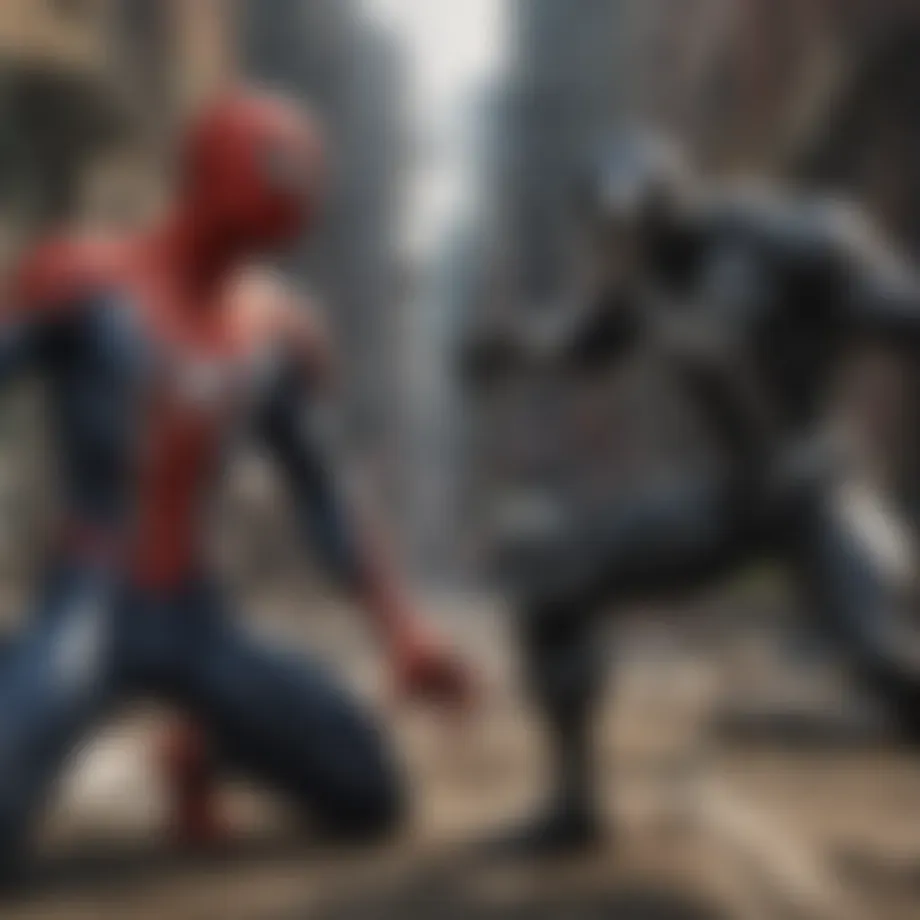 Illustration of Spider-Man in intense battle stance