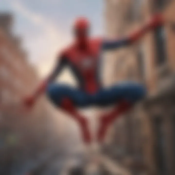 Spider-Man swinging through VR city illustration