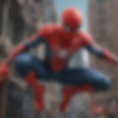 Close-up of Spider-Man's web-slinging action in virtual reality