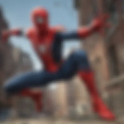 Spider-Man swinging through the city skyline