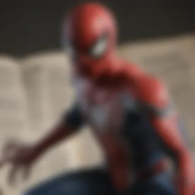 Close-up of Spider-Man's web shooter in action with intricate details