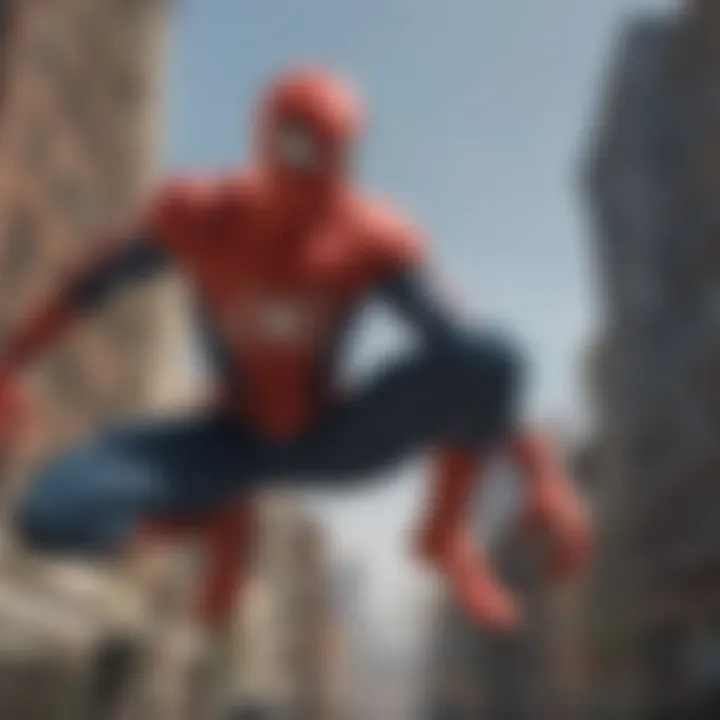 Close-up of Spider-Man's web-shooting action