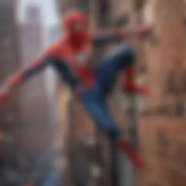 Detailed close-up of Spider-Man in action