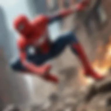 Spider-Man in action-packed battle scene