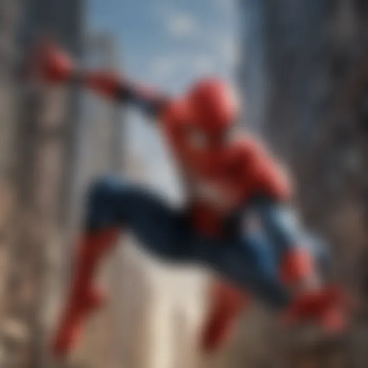 Spider-Man in action with webshots