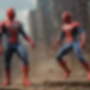 Epic Showdown: Spider-Man vs. Villain Spiderman in a fierce battle with a villain