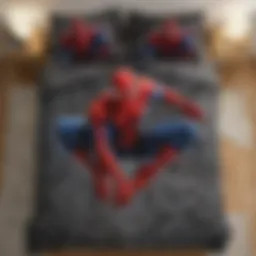 Spiderman-themed king-size bedding set with bold red and blue colors