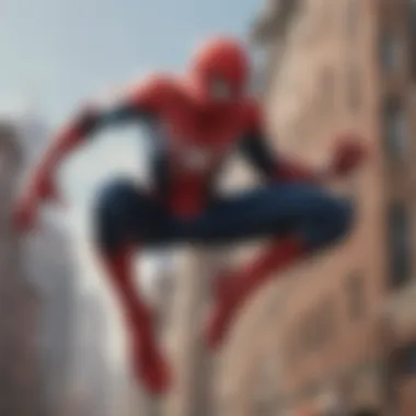 Spider-Man protecting the city with determination