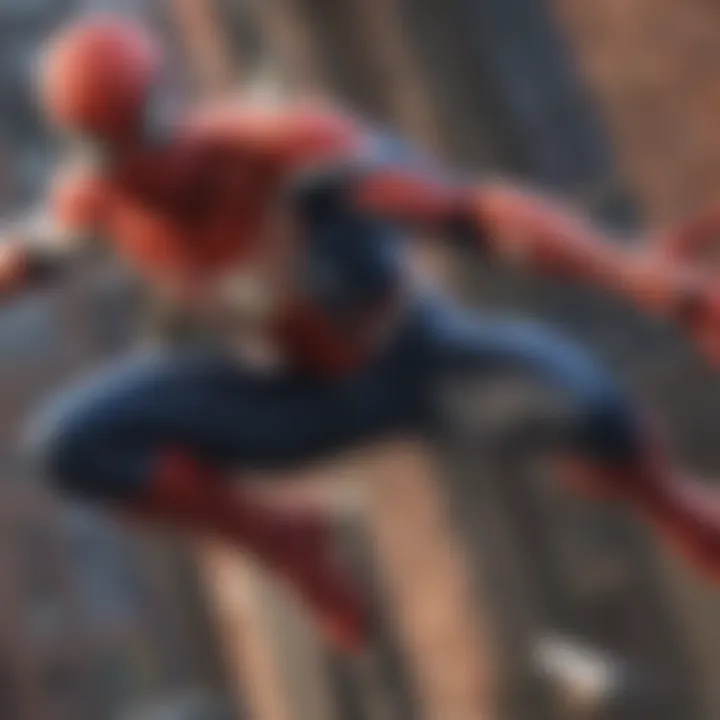 Close-up of Spider-Man in action