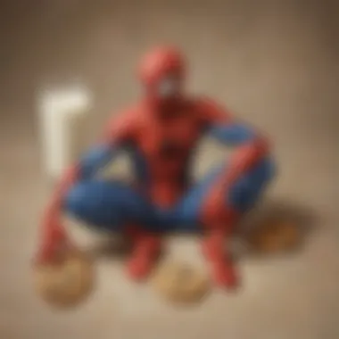 Enjoying a bite of a homemade Spider-Man cookie with a glass of milk