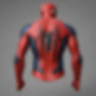 Close-up of Spider-Man emblem on crew neck, symbolizing heroism