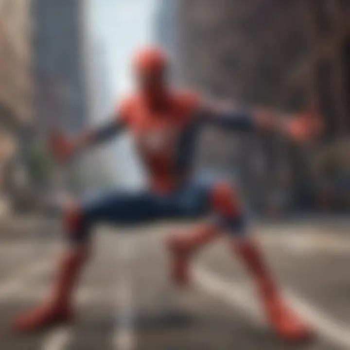 Spider-Man dodging obstacles in high-speed chase