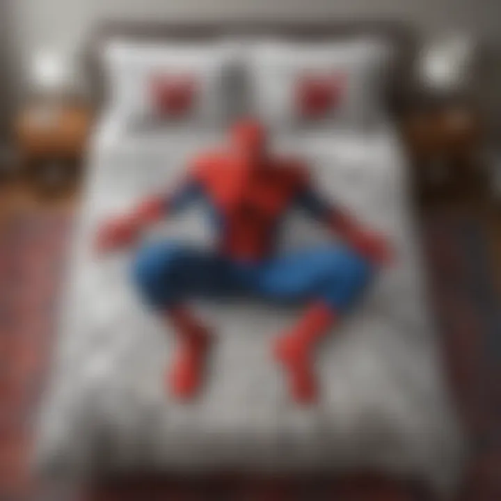 Luxurious king-size Spiderman duvet cover with intricate web design