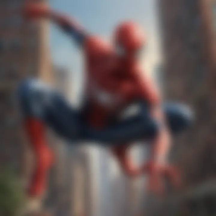 An artistic representation of Spider-Man in a dynamic action pose