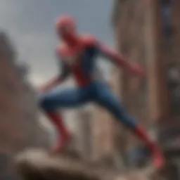 Dynamic Spider-Man Pose on Rooftop