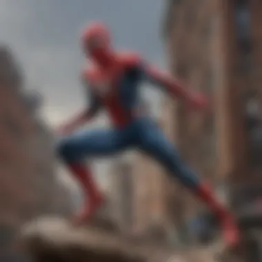 Dynamic Spider-Man Pose on Rooftop