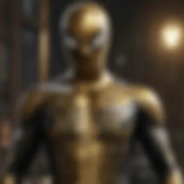 Elegant Spider-Man in black and gold attire