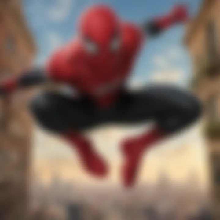 Spider-Man poster with a dramatic city skyline