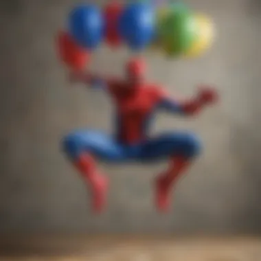 A group of Spiderman helium balloons creating a colorful spectacle at a festive event