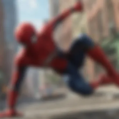 High-definition capture of Spider-Man swinging through the city