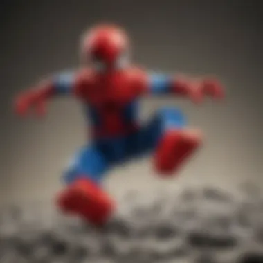 Detailed Spider-Man Lego minifigure in action pose