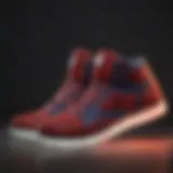 Spiderman light-up shoes glowing in the dark