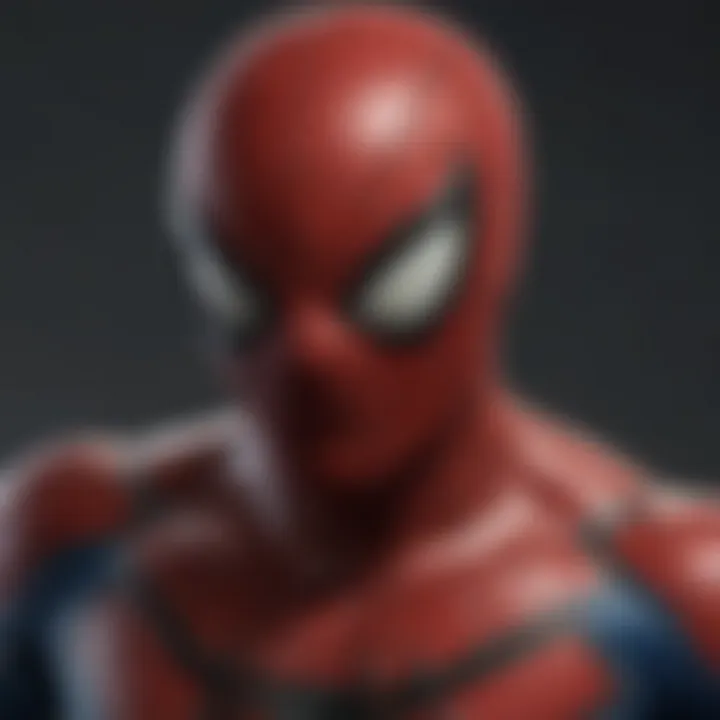 Red and blue themed teaser visual featuring iconic Spider-Man mask