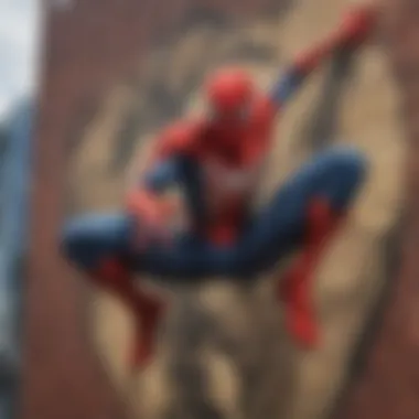 Vibrant Spiderman Mural at Comic Con Exhibition