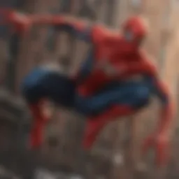 Spider-Man swinging through the city skyline