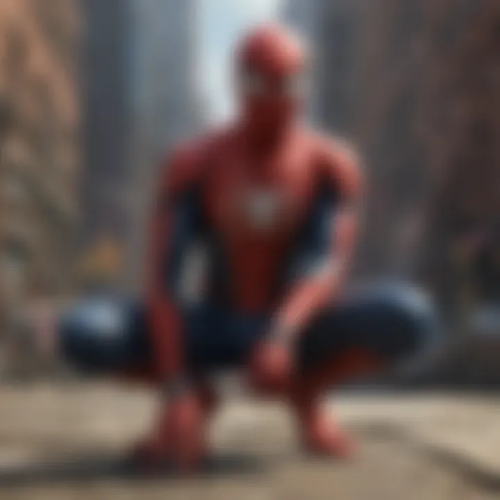 Spider-Man in a reflective moment on a rooftop