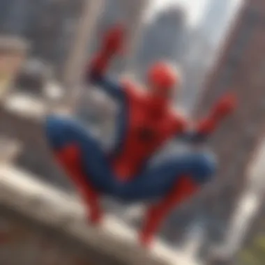 Spider-Man leaping from rooftop to rooftop with agility