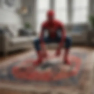 Spiderman rug placed in a modern living room