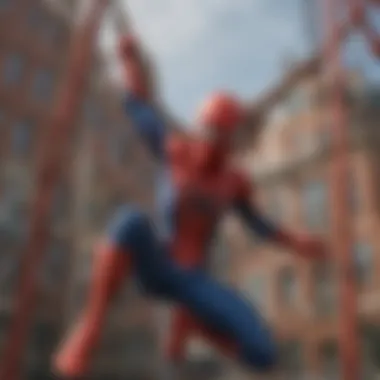 Detailed close-up of Spider-Man swing set design