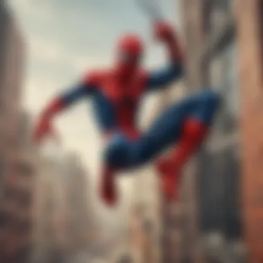 Spider-Man swinging through cityscape