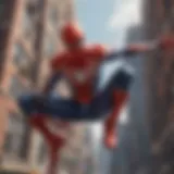 Spider-Man swinging through the city