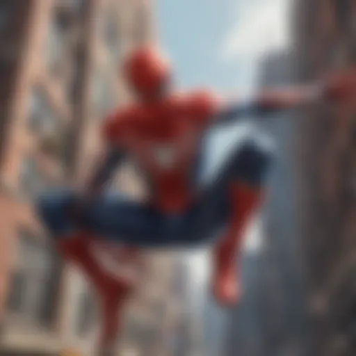 Spider-Man swinging through the city