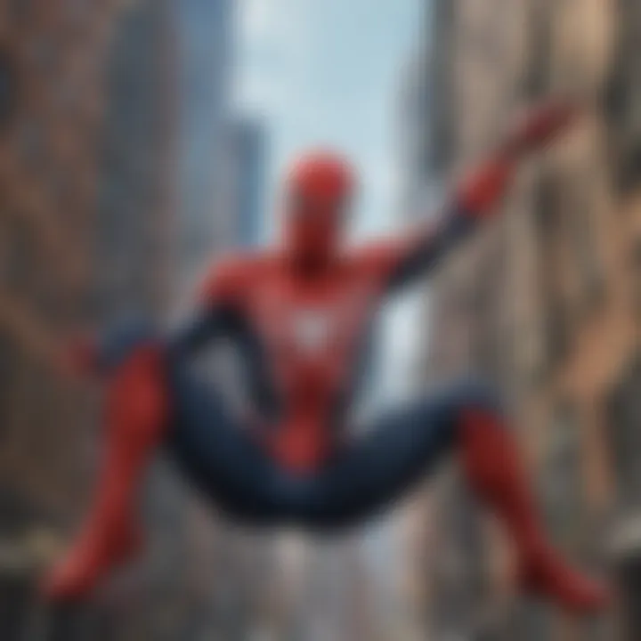 Spider-Man swinging through skyscrapers