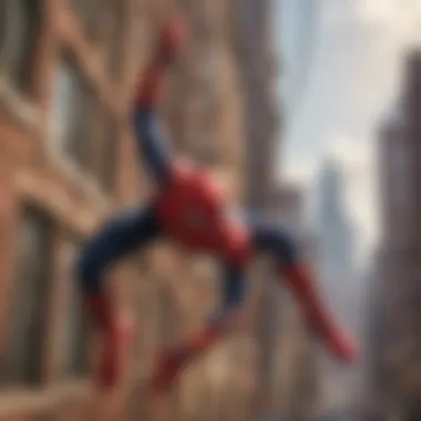 Spider-Man swinging through New York City