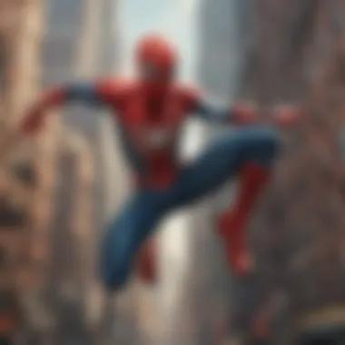 The Spectacular Spider-Man in Action Spider-Man swinging through the cityscape