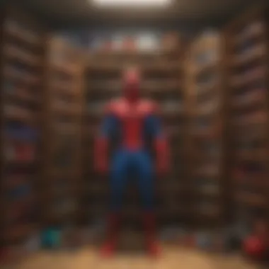 Organized interior of a Spider-Man toy chest filled with various toys.