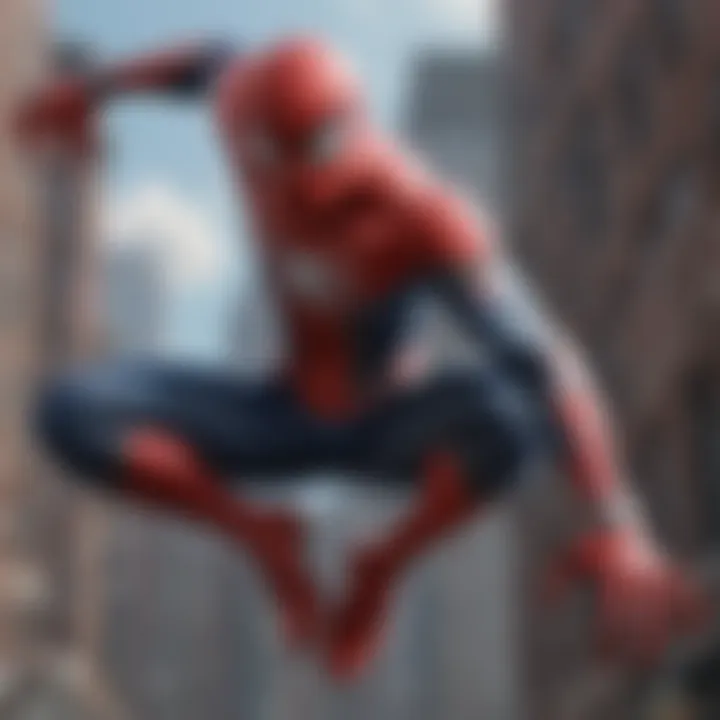 Close-up of Spider-Man's web shooter in action