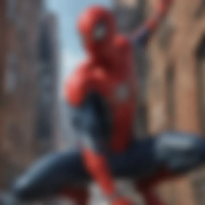 Spider-Man web-slinging in the city