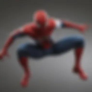 Spider-Man with his iconic web-slinging pose