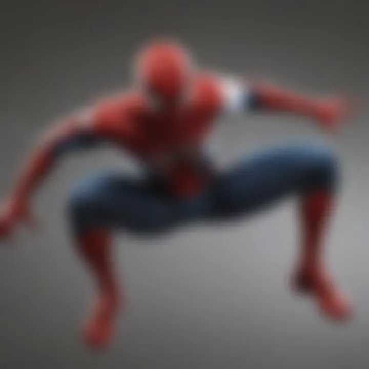 Spider-Man with his iconic web-slinging pose