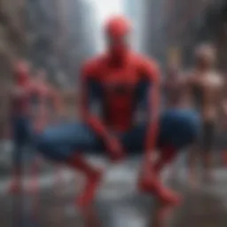 A vibrant depiction of Spider-Man in different multiverse styles.